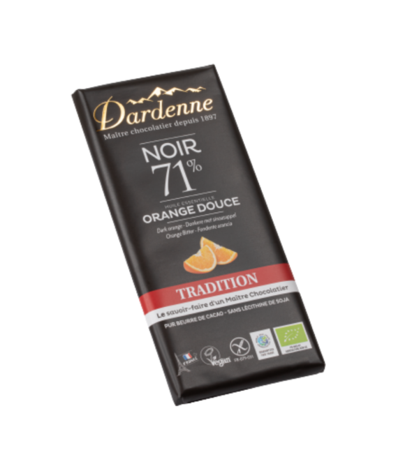 TRADITION ~ Chocolat NOIR aux Huiles Essentielles d'ORANGE DOUCE - 70g